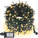 Extra Long Christmas Tree Lights 197FT 600 LED Connectable 8 Modes with Timer Decorative String Lights for Xmas Tree Patio Party Warm White (Warm White Dark Green Wire)