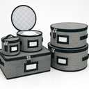 Microfiber China Storage Containers for 12-Piece Dinnerware Set-Durable Hard Shell Dish Storage Ideal for Households & Small Gatherings-Beige Plate Storage Protectors & Organizer-5 Piece Set( Grey)