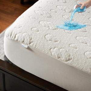 PUREgrace Queen Mattress Protector  Cooling Eucalyptus Tencel Fiber, Quiet Waterproof Mattress Pad Cover with Deep Pockets and Corner Safety Straps, Breathable Ultra Soft Luxury Fit
