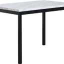Roundhill Furniture Noyes Metal Dining Table with Laminated Faux Marble Top, Off-White