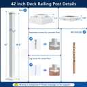 2.56" x 2.56" x 42" Modular Aluminum Deck Railing Post, AAMA 2604–Grade Textured Matte White Stair Railing Post Porch Post for Outdoor Decks, Porches, Patios & Balconies (Post Only)