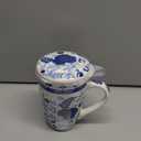 GBhome Tea Mug with Infuser and Lid, 18 Ounce Large Ceramic Loose Leaf Tea Cup, Microwave, Dishwasher Safe Tea Steeping Mug, Pefect Gift For Tea Lover. (Blue Rose)