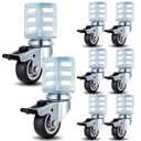 Aurelema 8 Pack Storage Rack Caster Wheels, 2" Heavy Duty 720 lb Storage Shelf Accessories 360° Swivel Side-Mount Corner Casters with Top Brake Adapts to Boltless Self Locking Shelving Racks (Black)