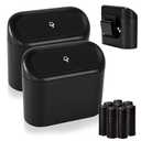 Ginsco 2 Pack Mini Car Trash Can with Lid, Small Garbage Can, Cute Leakproof ABS Trash Bin, Car Accessories for Interior, Garbage Bin for Home, Office with 120pcs Trash Bags Black