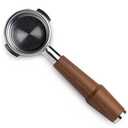 KNODOS 58mm Bottomless Portafilter Compatible with Breville Dual Boiler, Oracle, Oracle Jet Espresso Machines Walnut Handle 2 Ears 18-21g Double Shot Filter Basket Included