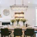 Wellmet Dining Room Crystal Chandelier, 30 Inch Antique Silver Rectangle Chandeliers Over Table, 4 Lights Farmhouse Kitchen Island Lighting, Vintage Crystal Chandelier Light Fixture for Living Room