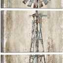 Kalormore Rustic Farmhouse Style Rusty Windmill Picture Canvas Prints Wall Art Decor for Home Wall Decoration Gallery Wrapped Artwork Vintage Country Farm Bedroom Living Room Wall Decoration (W-24xH-48)