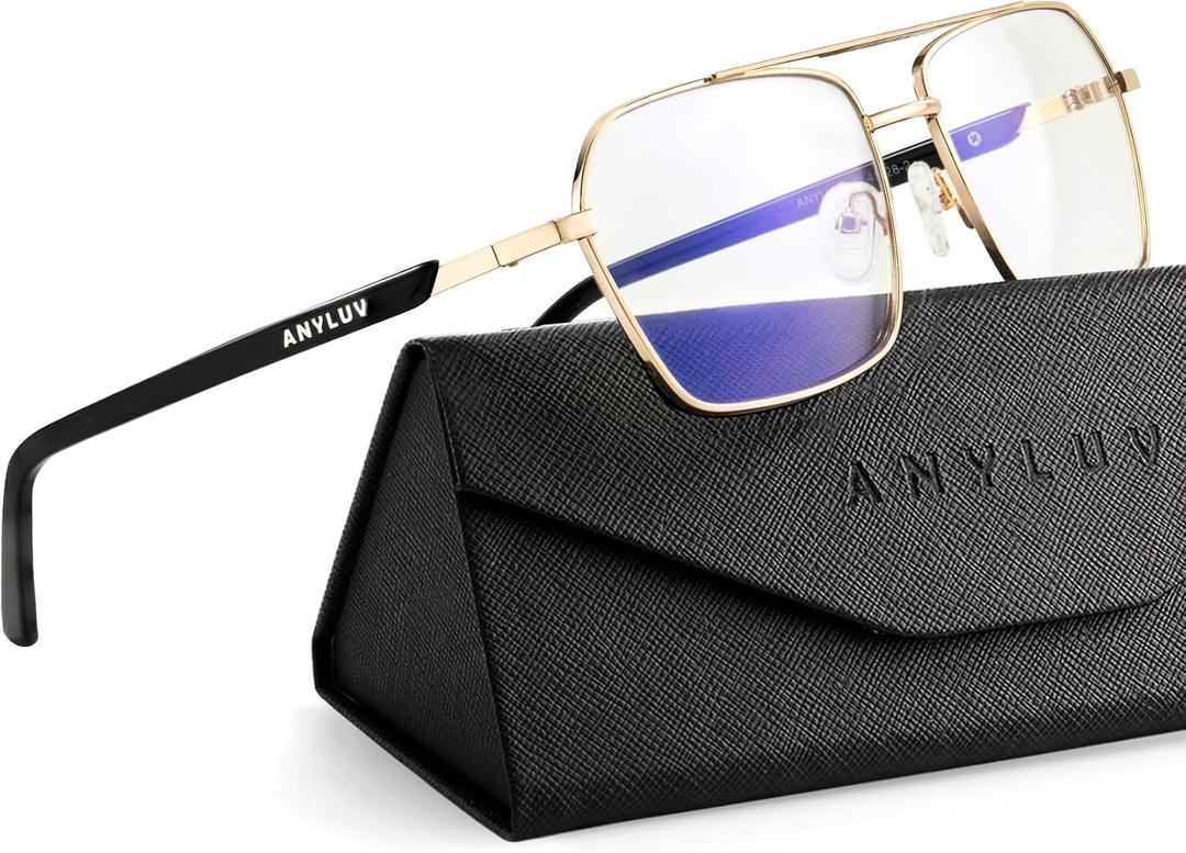 ANYLUV Reading Glasses Men Women Blue Light Blocking, Premium Mens Reading Glasses Al-mg Frame with Spring Hinge Anti Glare