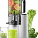 Cold Press Juicer, 5.8" Wide Feed Chute Juice Extractor Machine with 400W, High Juice Yield, Slow Masticating Juicer for Whole Vegetables & Fruits, Premium Silver (Premium Grey)