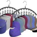 Yecuip Hat Hangers for Closet, Metal Hats Organizer Racks for Base Ball Caps 2 Pack Door Hats Racks for Baseball Cap with 10 Large Clips, Baseball Hat Holder for Closet Storage, Fits All Cap-Black