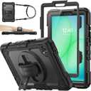 SEYMAC stock Case for Samsung Galaxy Tab A11 8.7'', Full-Body Drop Protection Case with Screen Protector Pencil Holder [360 Rotating Hand Strap] & Stand, Black