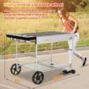 Pizza Oven Table Grill Cart with Pizza Topping Station Movable Food and Prep Workcart Outdoor Grill Table Stand for Ninja Woodfire Blackstone Griddle Cuisinart etc Grill, Barbecue tool set