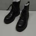 DREAM PAIRS Combat Boots Ankle Booties Lace-up Platform Side Zipper Lug Sole Boots (7.5, Black)