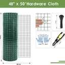 Tongmo 48" x 50' Green Chicken Wire Fencing, 19 Gauge Green Wire Fence, 1"x1" Mesh Size Metal Welded Wire Garden Fence Roll, Poultry Netting for Rabbit/Duck/Chicken