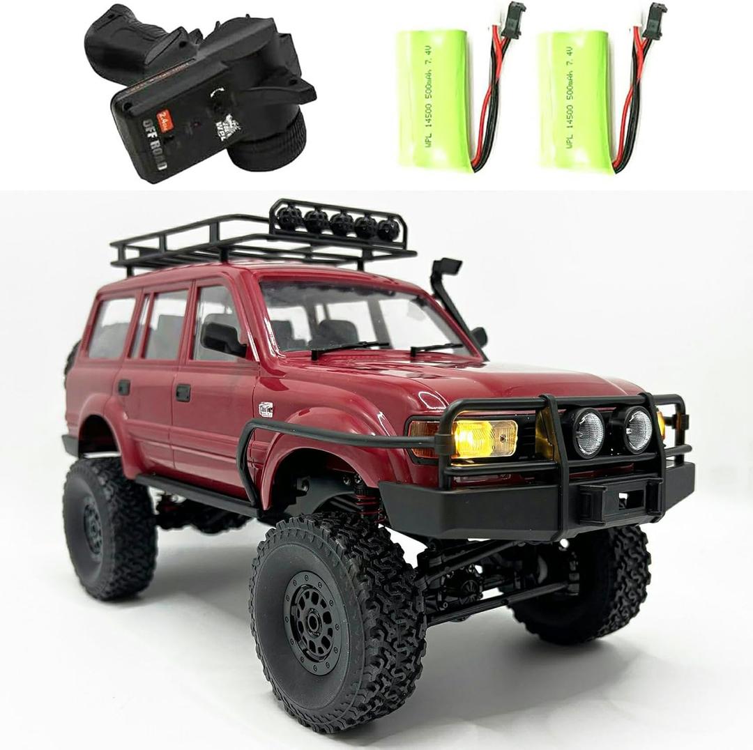 WPLDEWAN RC Crawler WPL C54-1 RC Truck 1/16 RC Rock Crawler 4x4 Remote Control Truck Off Road All Terrain RTR Proportional 260 Motor Upgraded Chassis and Gearbox Hobby RC Gift for Adults 2 Batteries