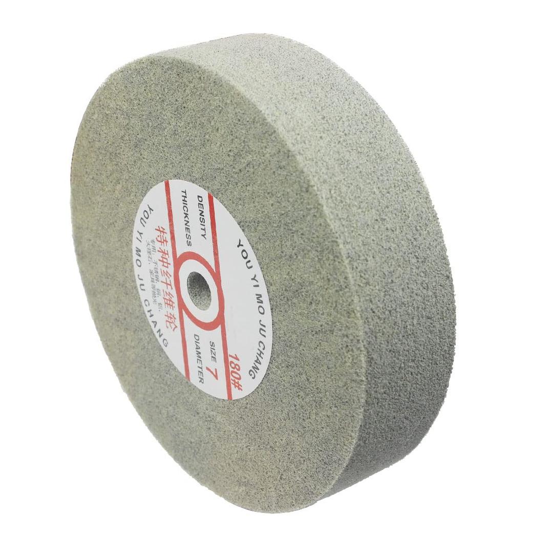 8" x 2" Nylon Fiber Buffing Wheel, Extra Thick 180 Grit Abrasive Silicone Carbide Burnishing Wheel with 5/8" Arbor Hole for Bench Grinder (7P)