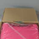 GREENSTELL Small Vanity Stool Chair with Storage and Folding Back, 13.4" x 15" x 30" Square Faux Fur Soft Ottoman, 4 Metal Legs with Anti-Slip Feet, Furry Padded Seat for Makeup, Bedroom, Rose