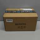 MONITO 28 Ounce French Onion Soup Bowls, 4PCS Reactive Glaze Ceramic Bowls with Handles, Stackable Soup Crocks, Oven/Microwave/Dishwasher Safe, for Cereal, Pasta, Chilli, Beef Stew, White-blue