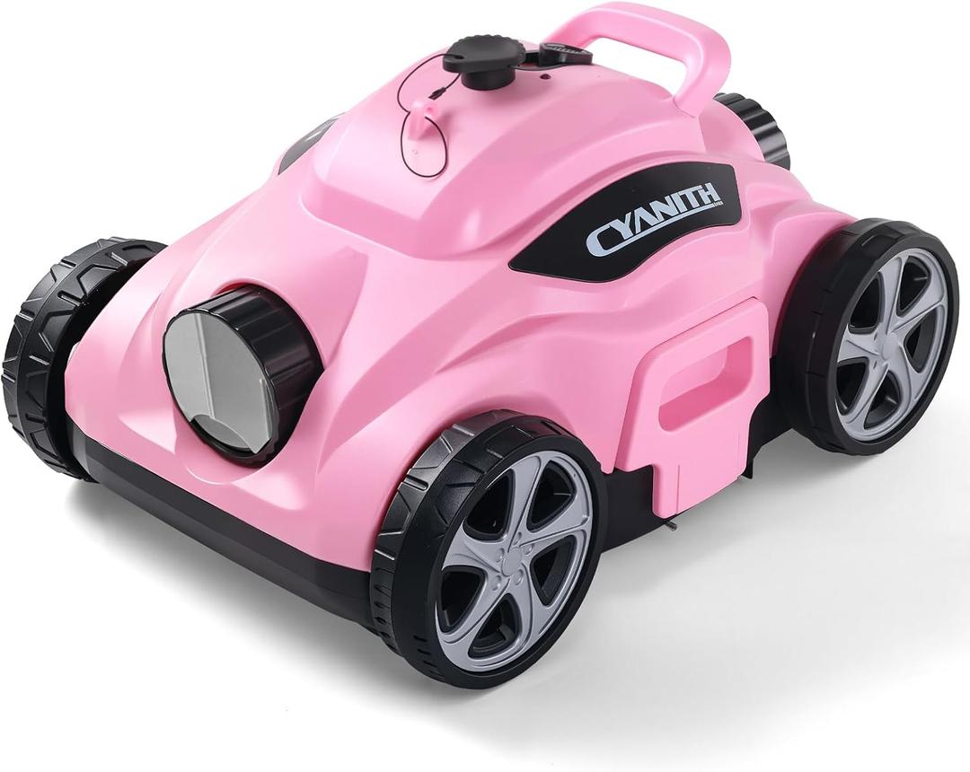110 Mins Runtime Pool Vacuum for Above Ground Pool, Cordless Robotic Pool Cleaner for Flat Inground Pools up to 1,076 Sq. Ft, Automatic Self-Parking with Dual Strong Brushless Suction MotorsPink