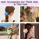 2 x 6 PCS Hawaiian Plumeria Flower Hair Clips for Women - Cute Floral Hair Claw Clips for Girls, Non-Slip Decorative Hair Accessories for Thick Hair, Beach Tropical Gifts for Women