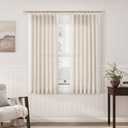 Natural Cream Pinch Pleat Linen Curtains 45 Inch Long for Kitchen Pleated with Hooks Back Tab Light Filtering Boho Farmhouse Short Semi Sheer 45 Inch Cafe Curtain for Dining Room RV Small Window (40"W x 45"L (Pack of 2))