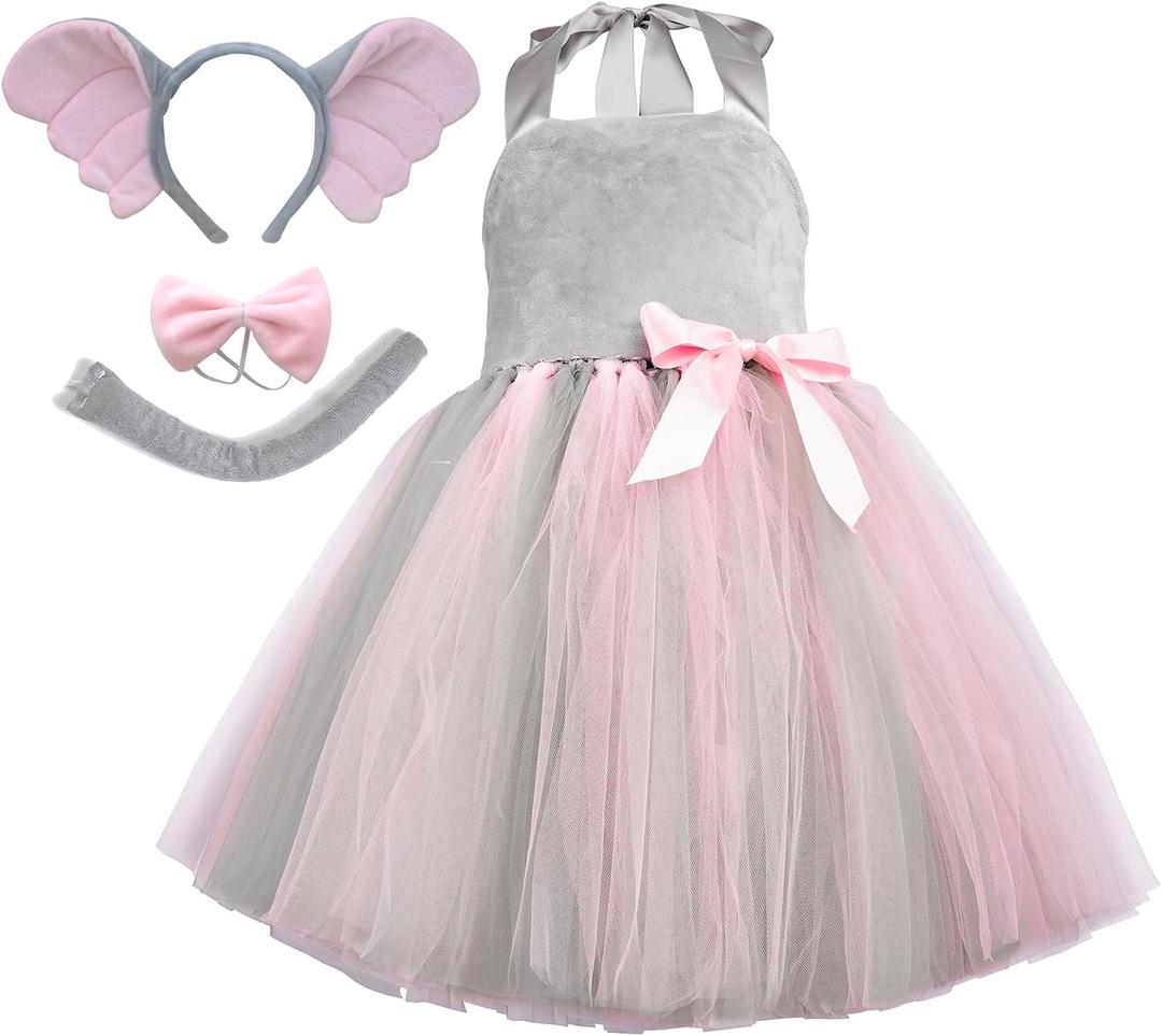Tutu Dreams Halloween Animal Costumes for Kids Girls Reindeer Giraffe Tiger with Headband Halloween Dress Up Clothes. XXXL Size