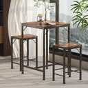 Homeiju Bar Table and Chairs Set, Square Bar Table with 2 Stools, Space-Saving Dining Pub Set for 2, Perfect for Kitchen, Breakfast Nook, Living Room & Small Spaces, 23.6 x 23.6 x 37.8 inches