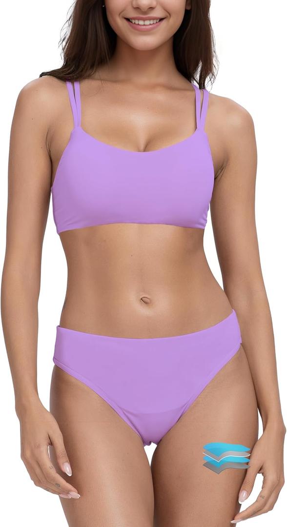 Beautikini Period Swimwear for Teens Menstrual Leakproof Taylor Bikini Top Period Bikini Swimsuit Bathing Suit for Teens Girl (Small, Lavender Purple)