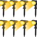 Solar Lights Outdoor Waterproof IP683 Lighting ModesSolar Spot Lights OutdoorDark Sensing Auto On/Off Solar Powered Garden Yard Spot Solar Lights for Outside Landscape (Warm White, 8 Pack)