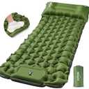 POWERLIX Camping Sleeping Pad with Built in Pillow, Ultralight Camping Mattress Airpad for Outdoor Backpacking Hiking Travelling, Compact Self Inflating Camping Mat, Foot Pump to Inflate