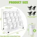 Qidejoy Flower Cart Display Stand with 12 Buckets & Wheels, Flower Bar Stand, Moving Florist Bouquet Shelf, Bouquet Bar, White Metal 3 Tier Floral Stand for Outdoor, Indoor, Patio, Garden, Wedding