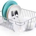 Smart Design Dish Drainer Rack - Small - in Sink or Counter Drying - Steel Metal Wire - Cutlery, Plates, Dishes, Cups, Silverware Organization - Kitchen (Silver - 14 x 5.5 Inch)