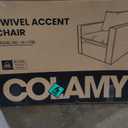 COLAMY Swivel Accent Chair, 34 Inches Wide Upholstered Arm Chair with Plump Back Pillow, Modern Sofa Living Room Chair for Bedroom, Corner, Reading, Grey