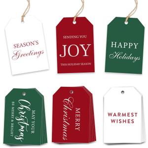 Christmas Gift Tags - 48 pcs Present Tags with Rope for Personalizing Your Holiday Gifts, DIY, Xmas Decorations & Gift Labels, Gift Tags for Presents, Christmas Name Tag for Gifts Decor