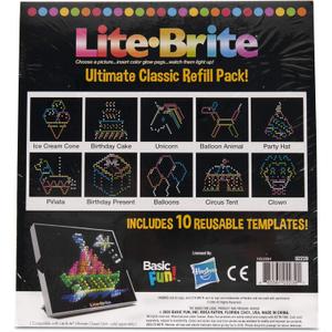 Lite Brite Ultimate Classic Refill Pack - Celebration Theme - 10 Reusable Templates - Black