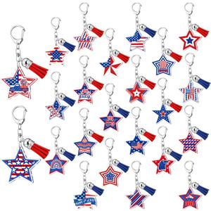Landical 50 Pcs 250th Anniversary Keychains Bulk American Flag 4th of July Party Favors 250th Patriotic Souvenir Accessories USA Flag Gifts for Independence Memorial Day Veterans Day Gifts