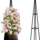 4FT Obelisk Trellis for Climbing Plants Outdoor, 16mm Rust-Proof Extra Thickened Plastic-Coated Metal Pipes, Indoor Climbing Support for Potted Plants, Vines, Flowers Stands,Black