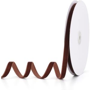 2 x Coffee Velvet Ribbon 3/8" x 20Yd,Great for Gift Wrapping,Hair Bows Making, Wreaths,Wedding and Christmas Party Decoration(Coffee 3/8")