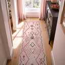 jinchan 2x6 Runner Rug Pink Washable Modern Boho Rug Geometric Hot Nerd Floor Cover Soft Low Pile Non Slip Accent Mat Lightweight Cozy Throw Carpet for Kitchen Bathroom Laundry Room Study Dorm