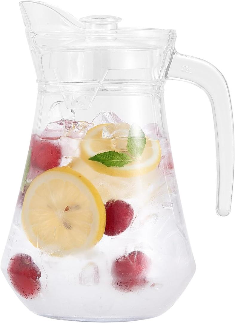 YYZIIOQ-Glass Pitcher with Lid, Thickened Glass, Water Jug and Juice and Iced Tea Beverage Carafe (1400ml)