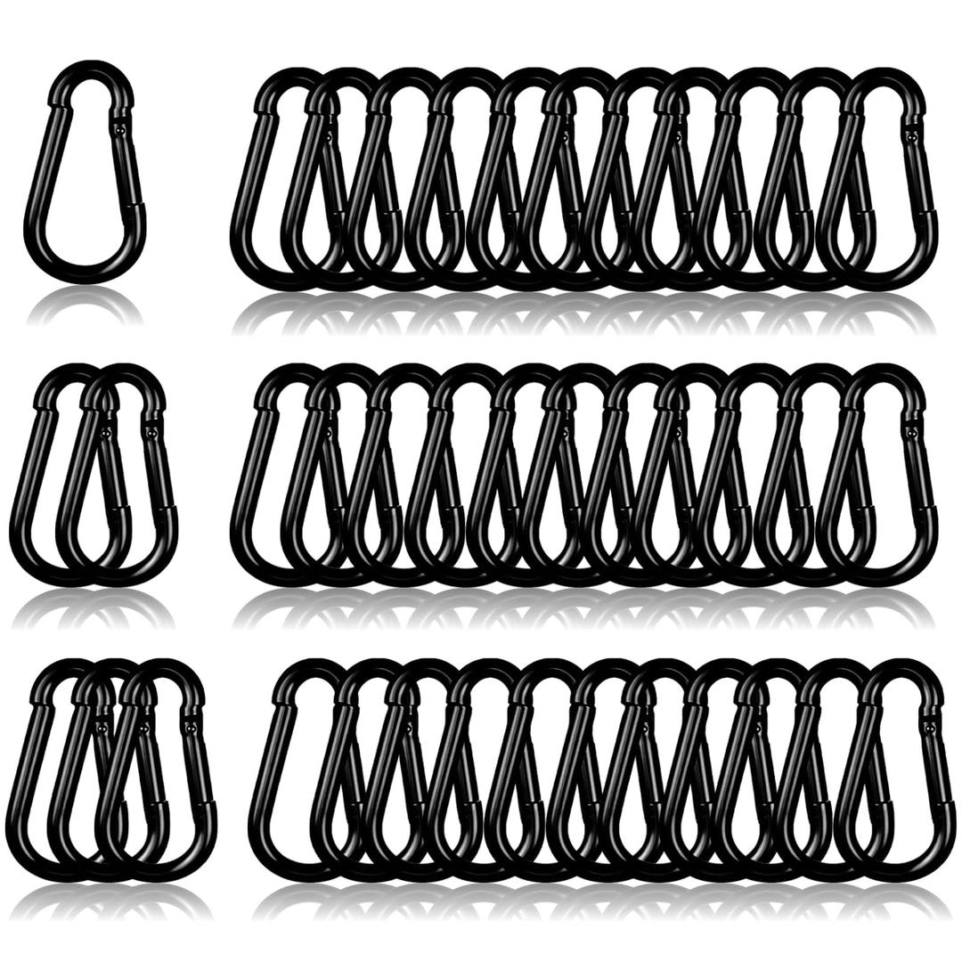 40PCS M4 Heavy Duty Carabiner Clip, 1.57Inch Snap Hook Quick Link Small Carabiner Clips,Spring Link Buckle for Fishing Camping Hammock Dog Leashes-110LBS Holding Capacity (Black)