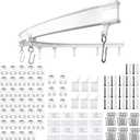 Flexible Ceiling Curtain Track | 16.4 ft (5 m) Curved Curtain Rail with Mute Rollers | Bendable Mount for Shower Bay Window RV Room Divider