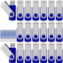 Bulk Swivel USB Flash Drive 1GB 20 pack Storage Capacity with Lanyard USB 2.0 High Speed Data Transfer, Portable Thumb Drive (Blue) (1, GB)