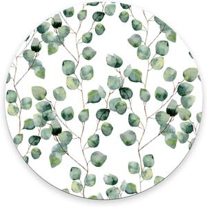 Mouse Pad, Cute Mousepad with Design, Round Watercolor Eucalyptus Mat, Small Non-Slip Rubber Gaming Pads, Office Home Personalized Pad 7.97.90.12 inches