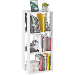 4-Tier End Table, White Side Table for Small Space Modern Bookshelf Storage Organizer, Narrow Nightstand Bookcase Display Shelf for Bedroom, Living Room, Home Office (9.4"D x 15.7"W x 35.8"H)