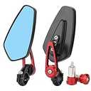 Motorcycle Bar End Mirrors 7/8'' 22mm Rear view Side Mirror Blue Lens Universal Replacement for Honda Grom Kawasaki Suzuki Ducati Yamaha and More Street Sport Bike Scooter Cruisers (Red)