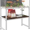 Mondazie 20 Gal High Rimless Fish Tank Stand with Shelf, 2 Tier Metal Aquarium Stand, Breeder Tank Turtle Reptile Terrariums Stand Rack for Home Office, 24" L x 12" W (Stand Height is 20.5’’), White