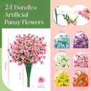 Der Rose 24 Bundles Artificial Pansy Flowers for Outdoors, UV Resistant 6 Assorted Colors Fake Pansies Faux Flowers Buk for Outdoor Planters Window Boxes Flower Beds Garden Decor