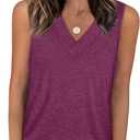 WIHOLL Tank Tops for Women Summer V Neck T Shirts Trendy Sleeveless Basic Tees Fashion Clothing (M)