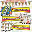 Hero Party Banners Decoration 2pcs/set, Superhero Happy Birthday Banner for Home Living Room Window Wall Decorations, Ceiling Hanging Pennant Flags Garland Decor for Kids Boys Girls(Cartoon Hero)